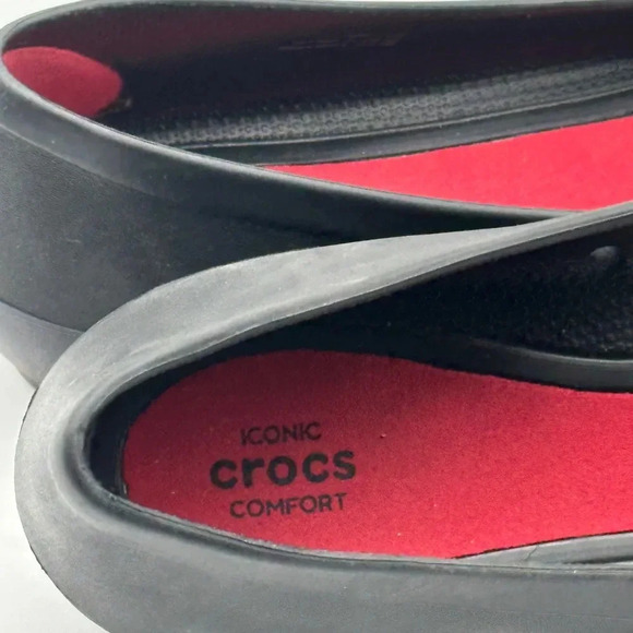 Crocs Pointed Toe Ballet Flats Black Womens Size 9 Iconic Comfort Lina Slip On - Picture 10 of 10